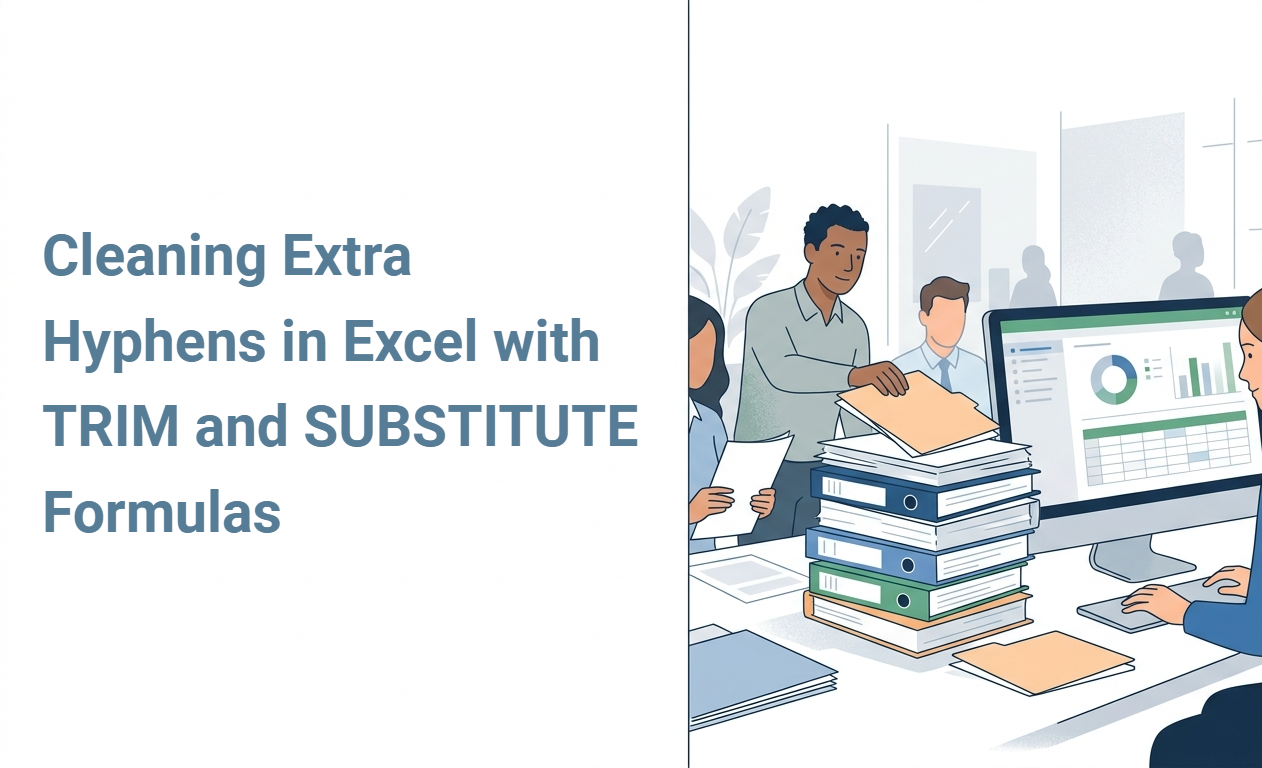 Cleaning Extra Hyphens in Excel with TRIM and SUBSTITUTE Formulas