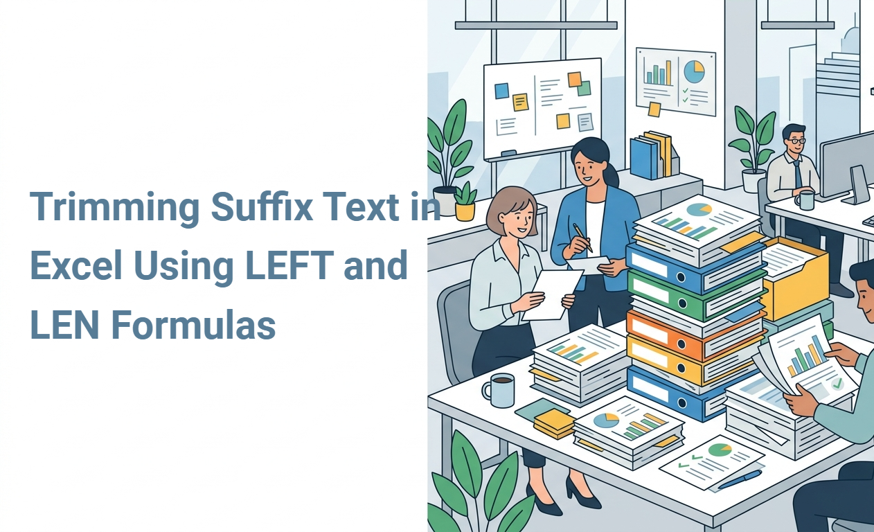 Trimming Suffix Text in Excel Using LEFT and LEN Formulas