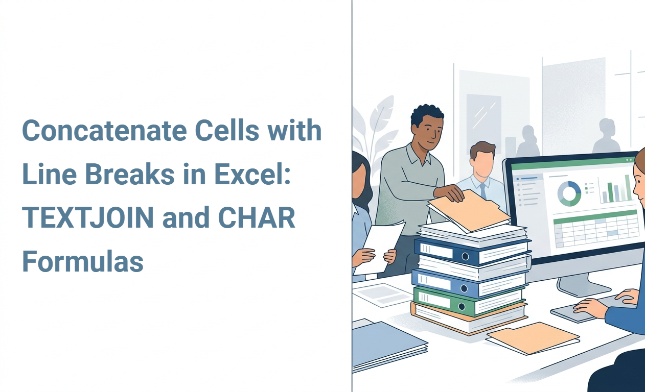 Concatenate Cells with Line Breaks in Excel: TEXTJOIN and CHAR Formulas