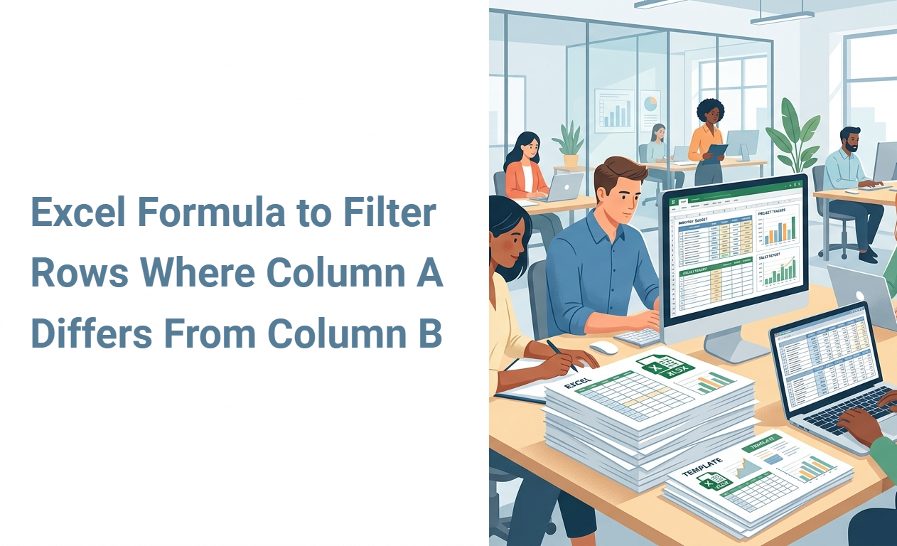 Excel Formula to Filter Rows Where Column A Differs From Column B