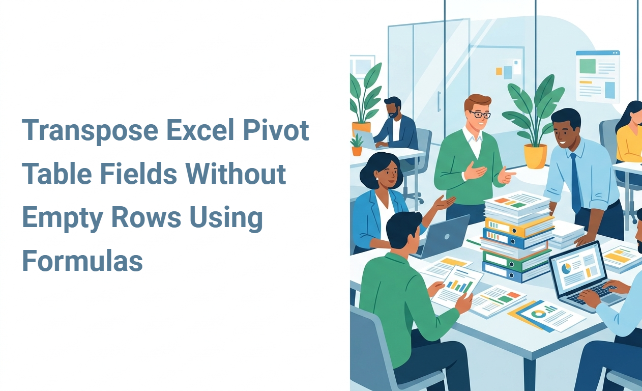Transpose Excel Pivot Table Fields Without Empty Rows Using Formulas